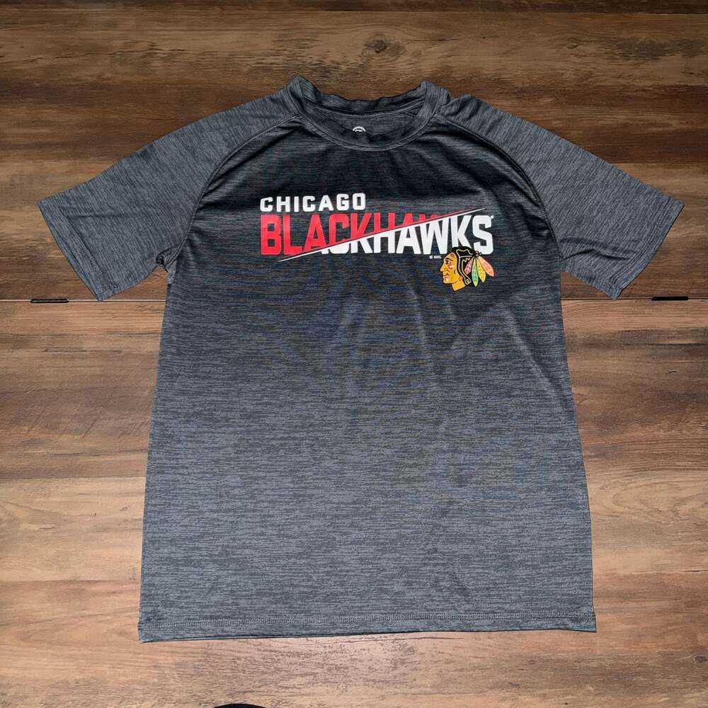 NHL Chicago Blackhawks Charcoal Heathered Short Sleeve Athletic T-Shirt